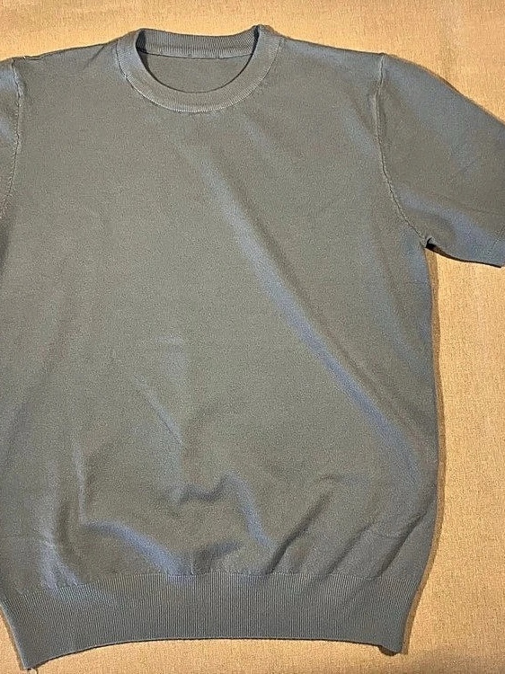 Men’s Large Powder Blue Short Sleeve Cotton Crewneck Sweater